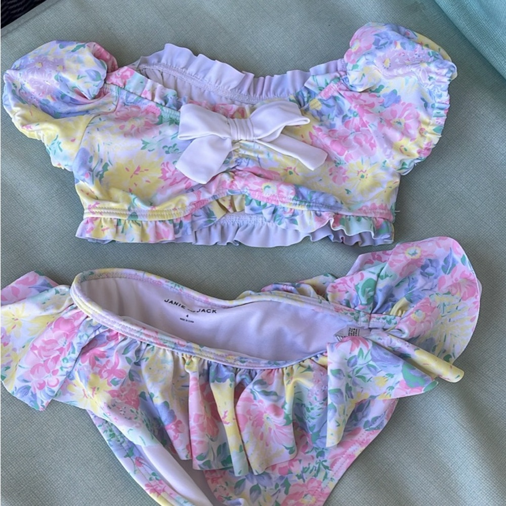 Janie and Jack Pastel Floral Swimwear Sz 4